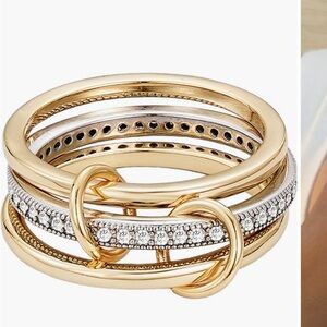 Adornia NWT 14k Gold and Silver Plated 3-Piece Ring Stack